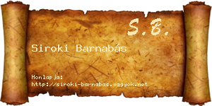 Siroki Barnabás névjegykártya